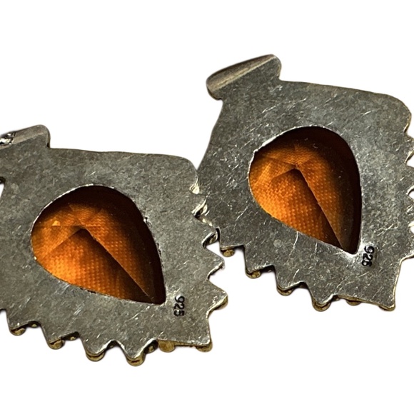 Citrine Dangle 925 Sterling Silver Teardrop Earrings Amber Orange Eve Collection - Picture 8 of 10